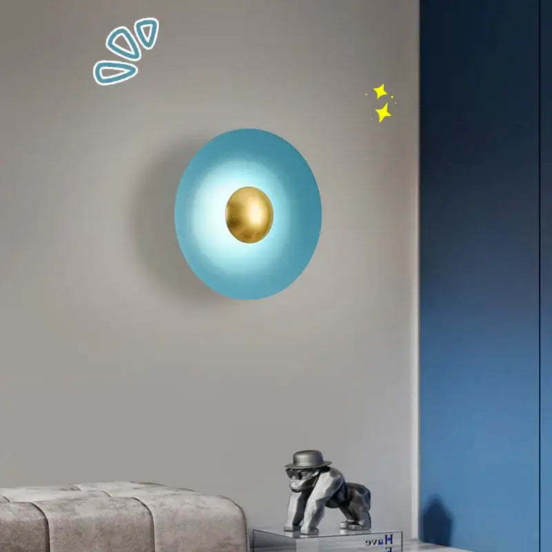 Applique Murale Ronde De Couleur Rose Jaune Bleu Blanc Ou Noir