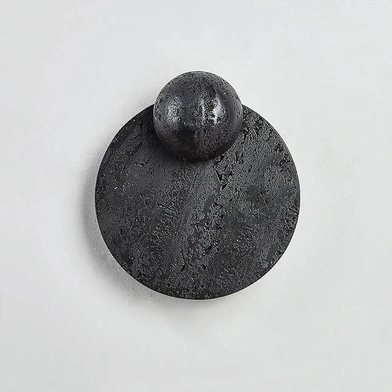 Applique Murale Ronde Noire En Pierre Volcanique Design


