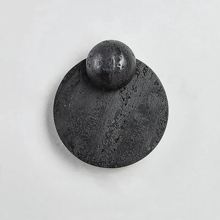 Applique Murale Ronde Noire En Pierre Volcanique Design

