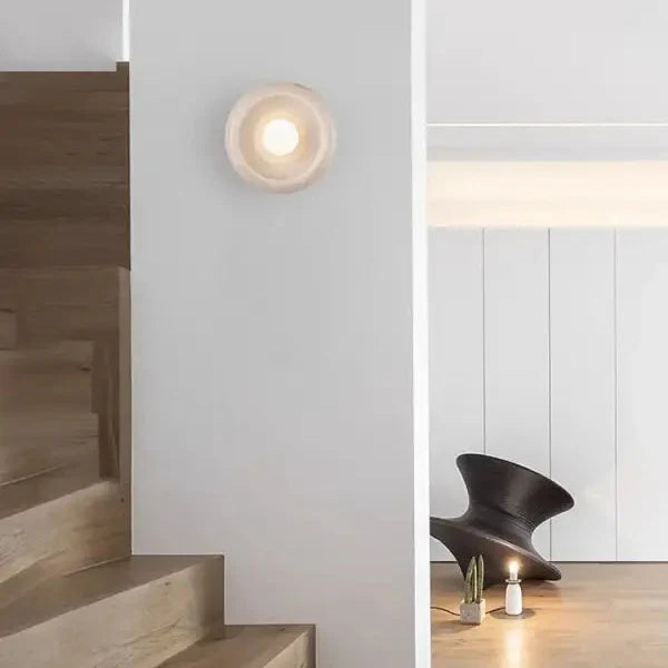 Applique murale ronde en pierre naturelle colorée LED
