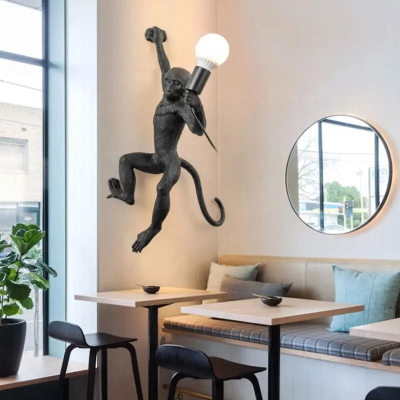Applique Murale Singe En Acrylique Noir Ou Or Ou Blanc