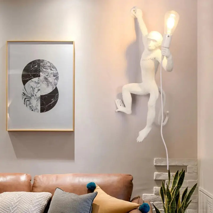 Applique Murale Singe En Acrylique Noir Ou Or Ou Blanc