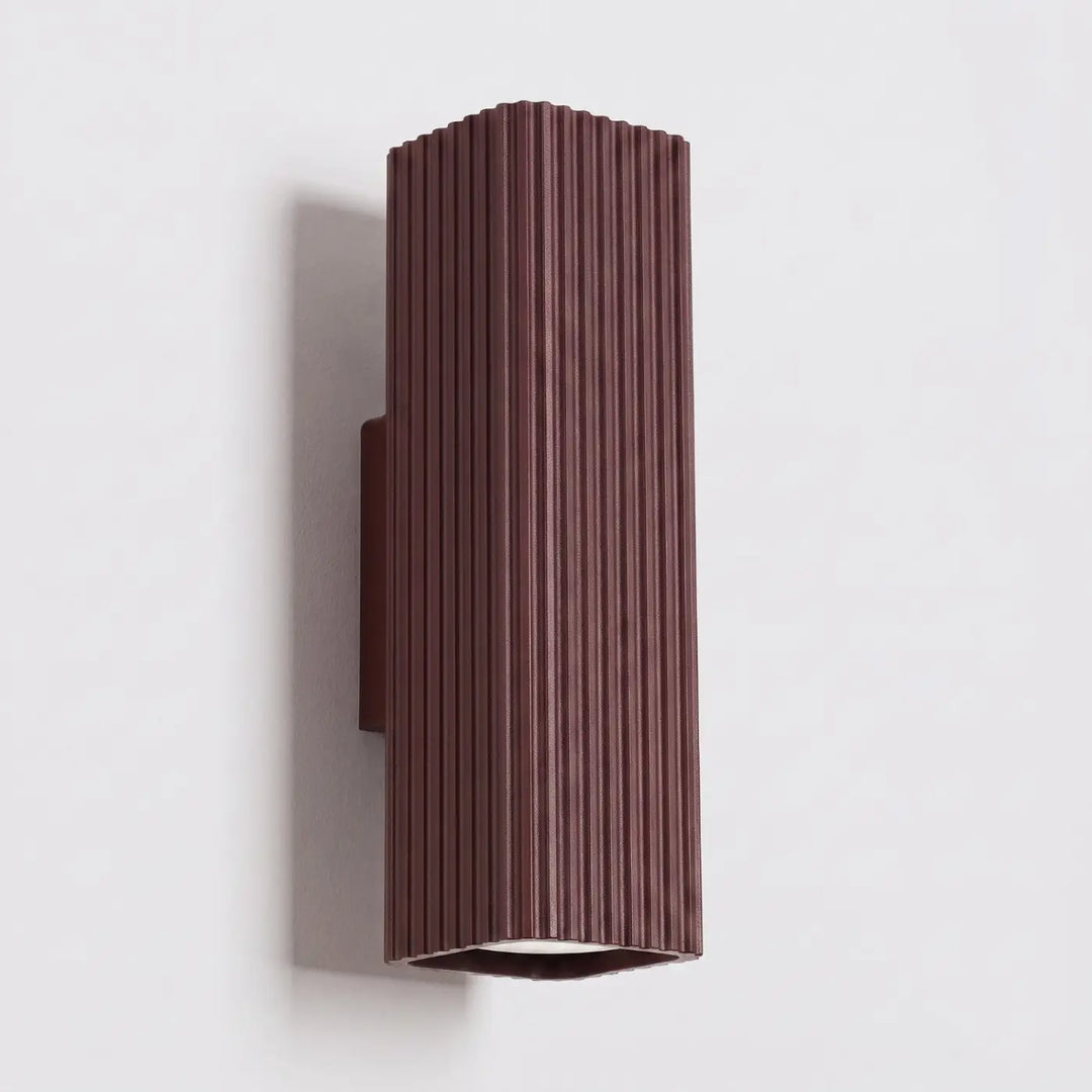 Applique murale Rayo en aluminium marron à réflecteur rainuré, éteinte