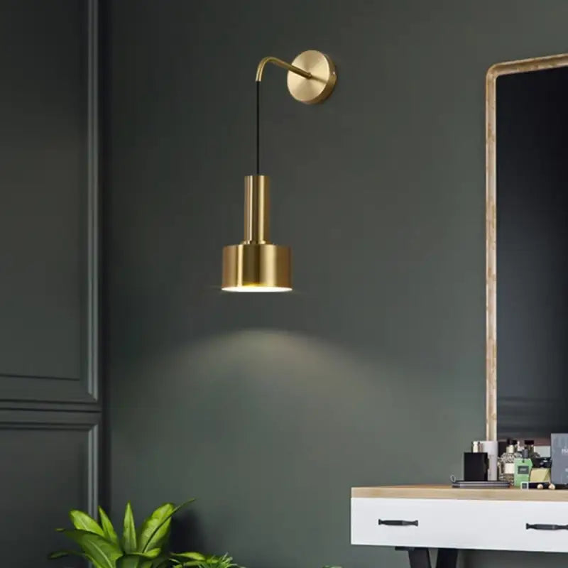 Applique Murale Suspendue Cylindre Inversé Noir Or