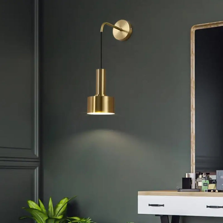 Applique Murale Suspendue Cylindre Inversé Noir Or