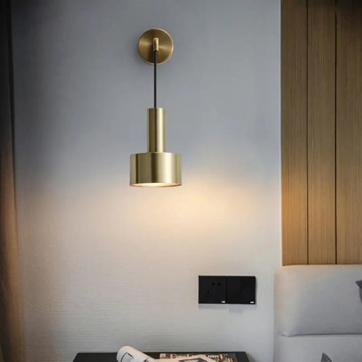 Applique Murale Suspendue Cylindre Inversé Noir Or