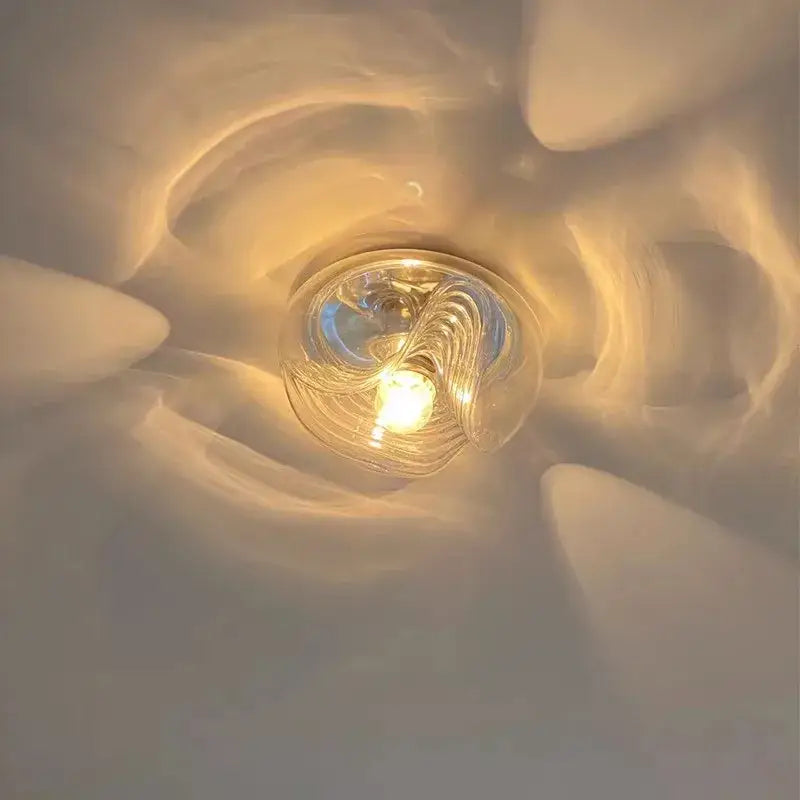 Applique Murale Transparente En Verre Soufflé Gris Élégante