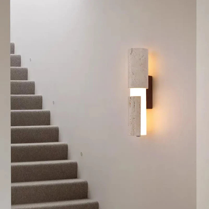 Applique murale travertin moderne éclairage haut et bas
