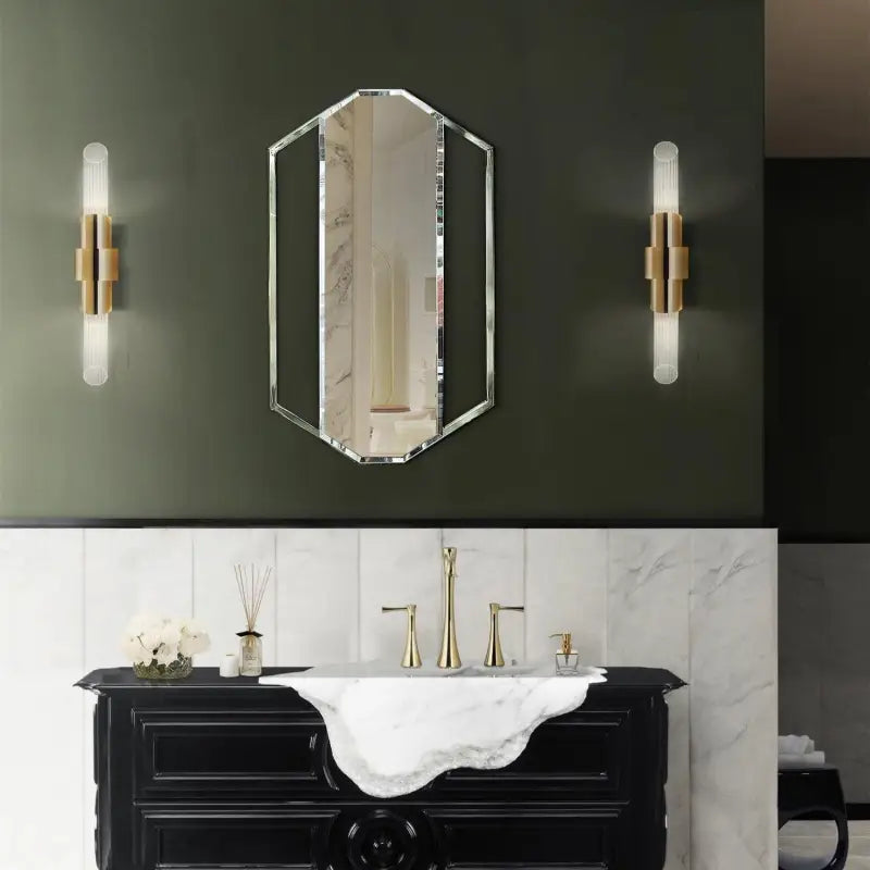 Applique Murale Tube Verre Aluminium Doré Élégante