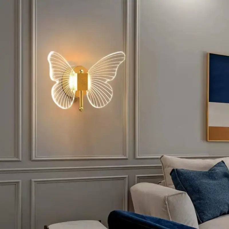 Applique Murale Verre Vintage Style Papillon En Or