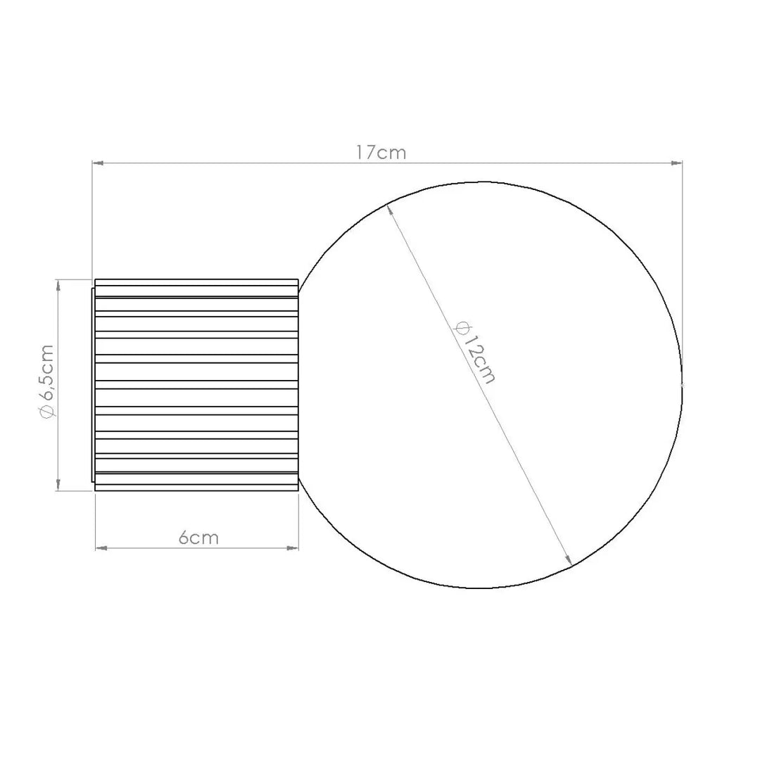Applique murale lampe halo vert olive avec sphère laiteuse de 17 cm et base cylindrique à ridges horizontales
