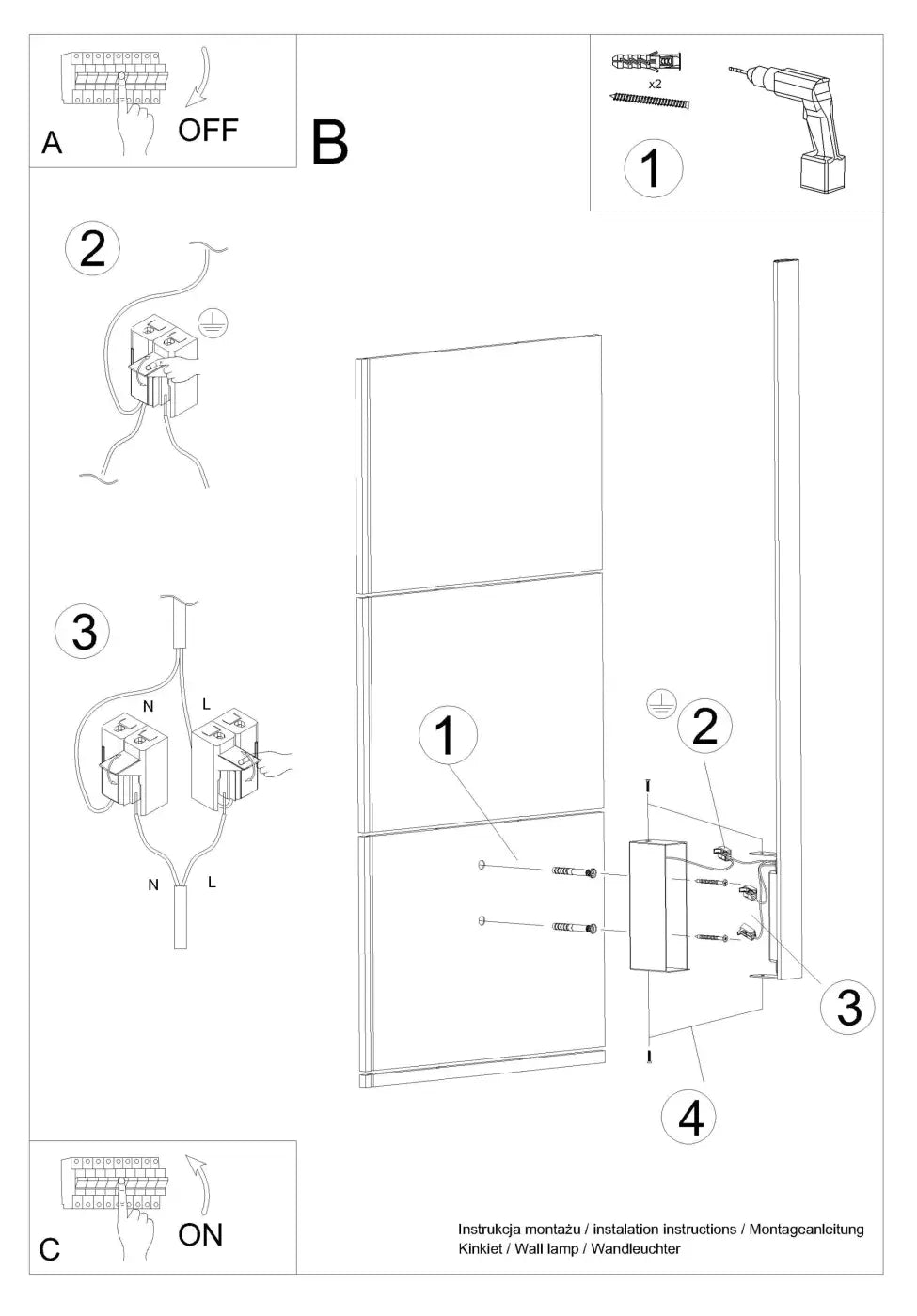 Schéma d'installation du luminaire