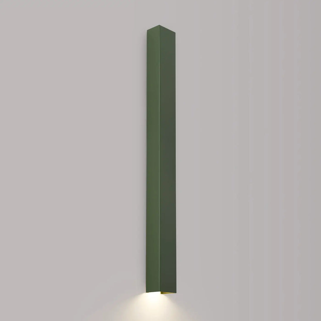 Applique murale freya 90 vert olive minimaliste avec lumière chaude compose d’appliques murales design rectangle mat