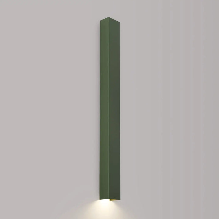 Applique murale freya 90 vert olive minimaliste avec lumière chaude compose d’appliques murales design rectangle mat
