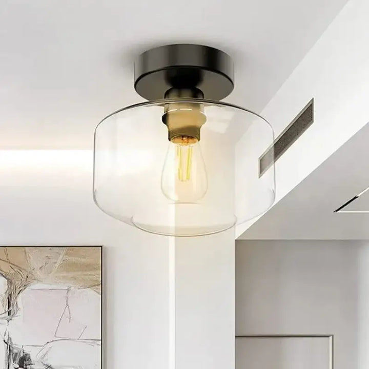 Applique plafonnier design doré avec abat-jour en verre