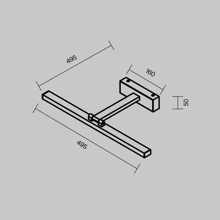 Applique murale bris linéaire au-dessus d’un miroir avec tête orientable design géométrique métallique moderne minimaliste