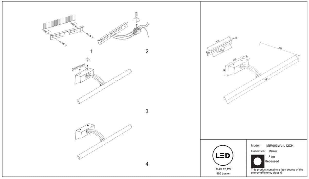 Schéma d'installation du luminaire