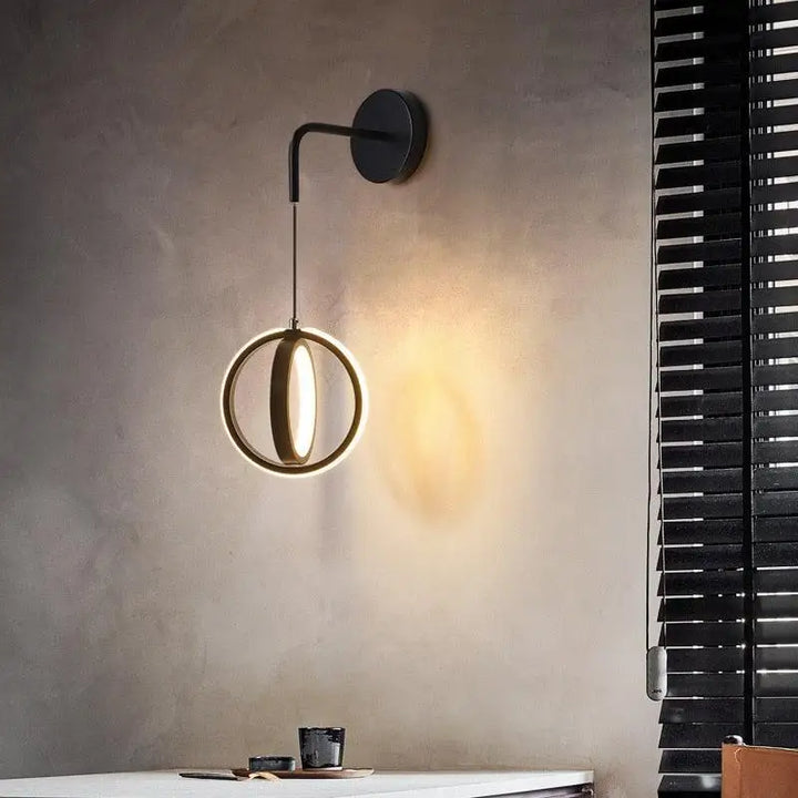 Applique Murale Chambre Adulte LED En Cercle Doré Ou Noir