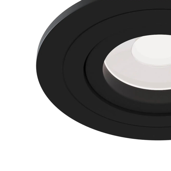 Spot encastré rond noir mate avec finition anneaux concentriques orientable 25 degrés idéal pour éclairage ciblé