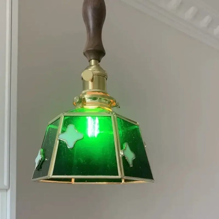 Suspension art déco verre vert cuivre design industriel chic