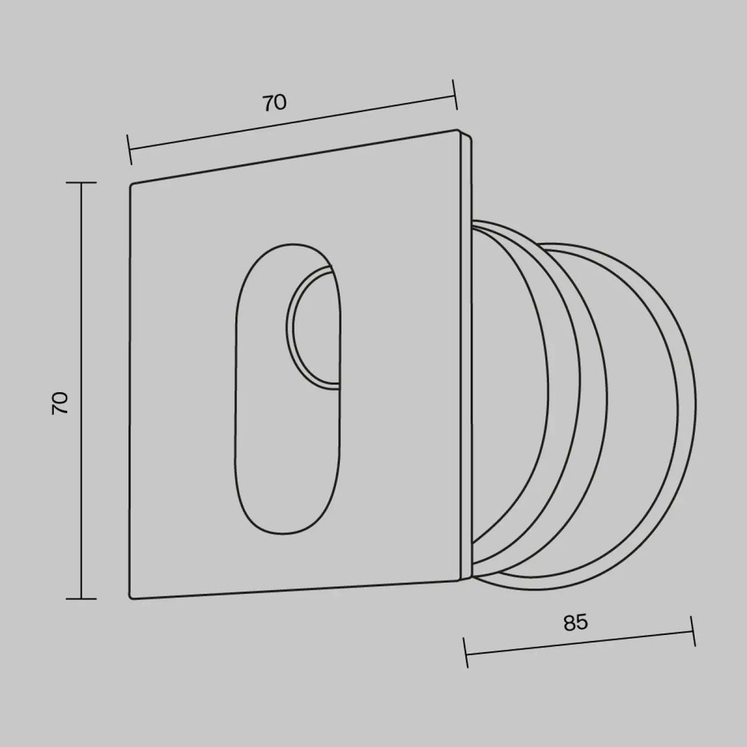 Ventilateur métallique carré 70mm avec flasques circulaires concentriques pour balise extérieure led blanc chaud