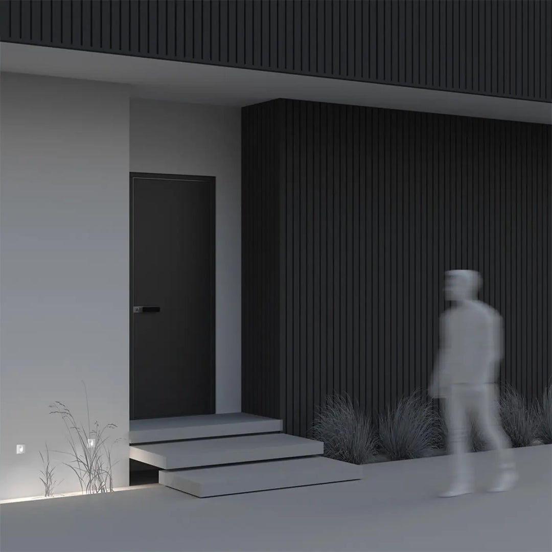 Applique extérieur via urbana noir avec poignée horizontale minimaliste idéale pour balise extérieure led et marches d’un faisceau blanc chaud