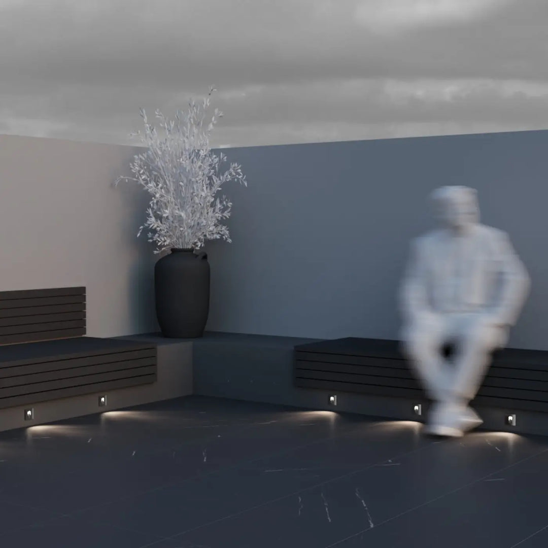 Applique extérieure via urbana en céramique gris foncé avec branches décoratives blanches pour balise extérieure led blanc chaud