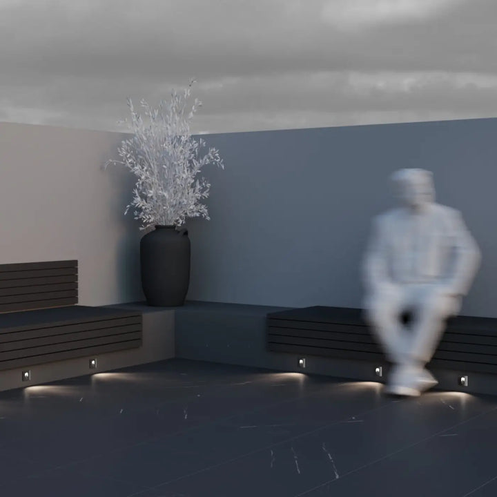Applique extérieure via urbana en céramique gris foncé avec branches décoratives blanches pour balise extérieure led blanc chaud