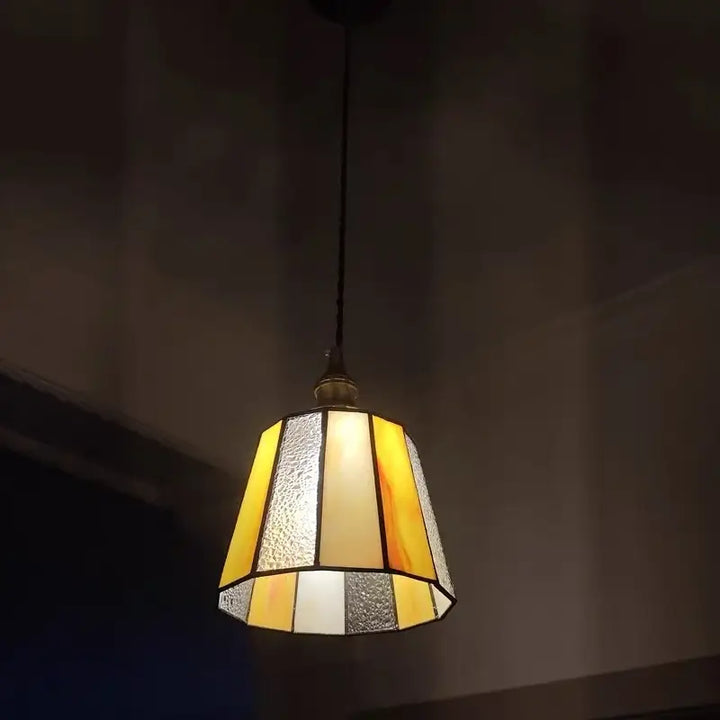 Suspension vintage en verre et cuivre design éclatant chic