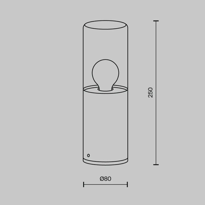 Borne extérieur amas lampe cylindrique minimaliste en aluminium graphite avec verre teinté et ampoule visible