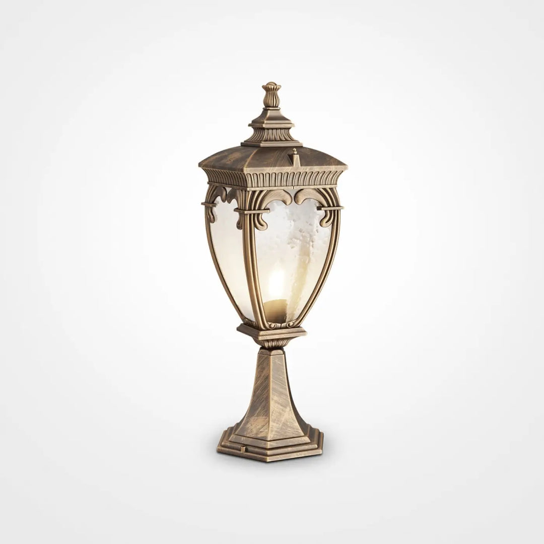 Lanterne baroque en laiton antique avec verre dépoli borne extérieure fleur lanterne italienne pour usage extérieur