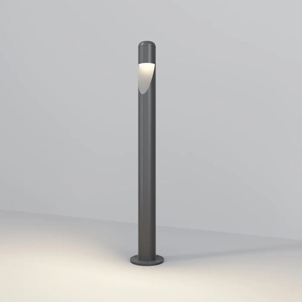 Borne extérieure cylindre étroit en acier noir avec lumière led en forme de croissant pour éclairage moderne