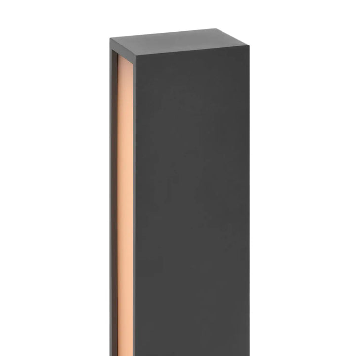 Borne extérieur hof rectangulaire en acier gris avec profil rectangulaire et lumière cuivre version basse