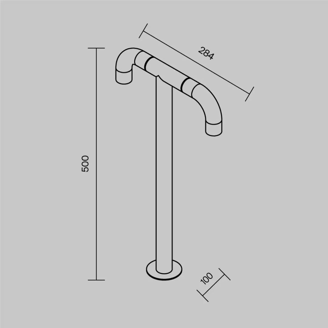 Borne extérieure sleek cubique mitigeur sur pied chrome moderne au design minimaliste avec bec courbé