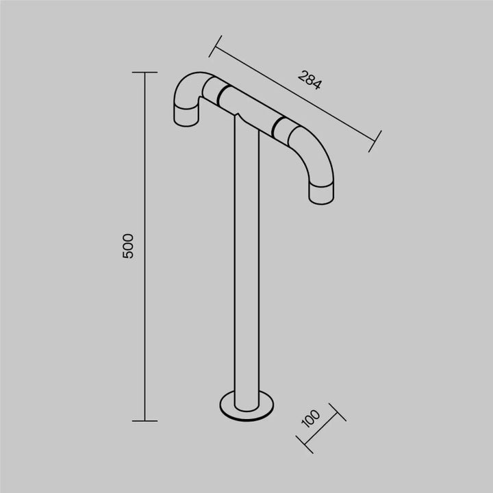 Borne extérieure sleek cubique mitigeur sur pied chrome moderne au design minimaliste avec bec courbé