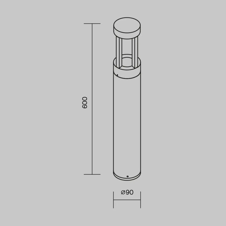 Borne extérieure led cylindrique vint 600mm avec diffuseur en verre dépoli et indice ip65 pour lumière douce