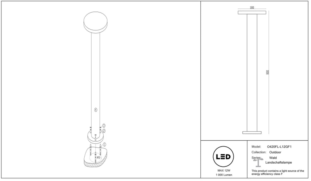 Borne extérieure led en acier gris anthracite avec indice ip65 modèle champignon au design minimaliste