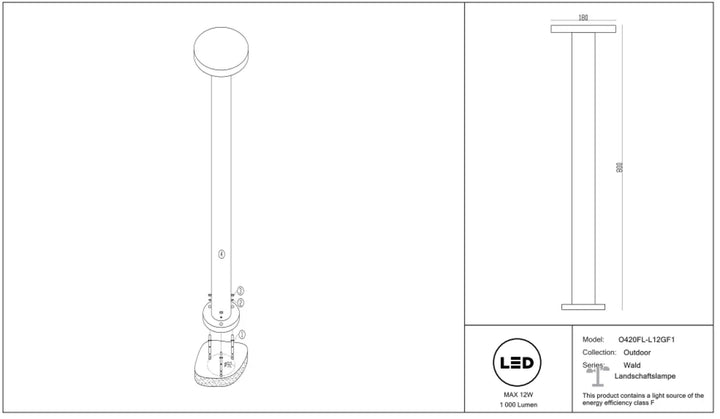 Borne extérieure led en acier gris anthracite avec indice ip65 modèle champignon au design minimaliste