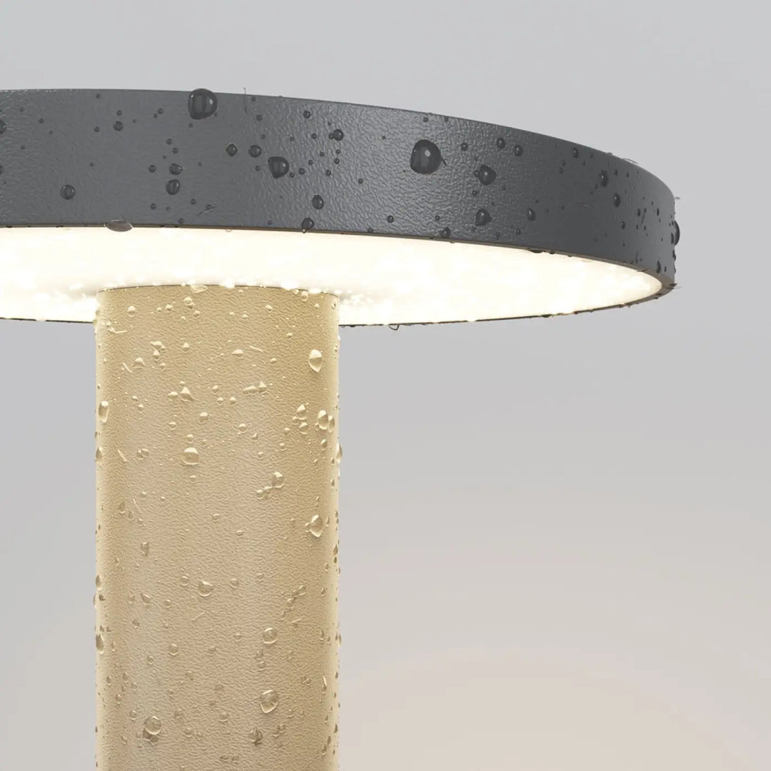 Borne extérieure led borne extérieur champignon avec top noir mat et base or texturée en acier gris anthracite ip65