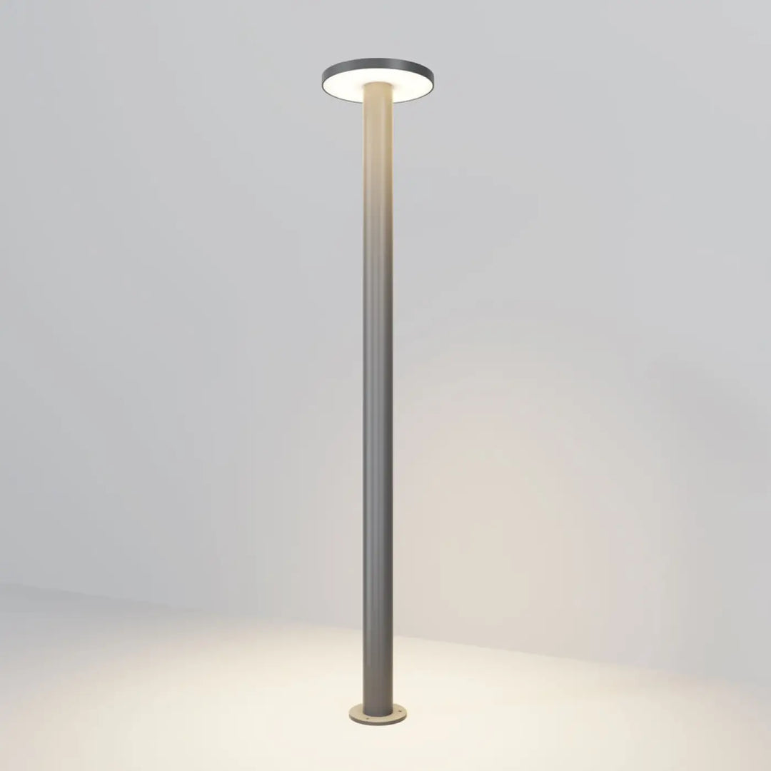 Borne extérieure led en acier gris anthracite avec indice ip65 et lumière circulaire douce modèle champignon walld