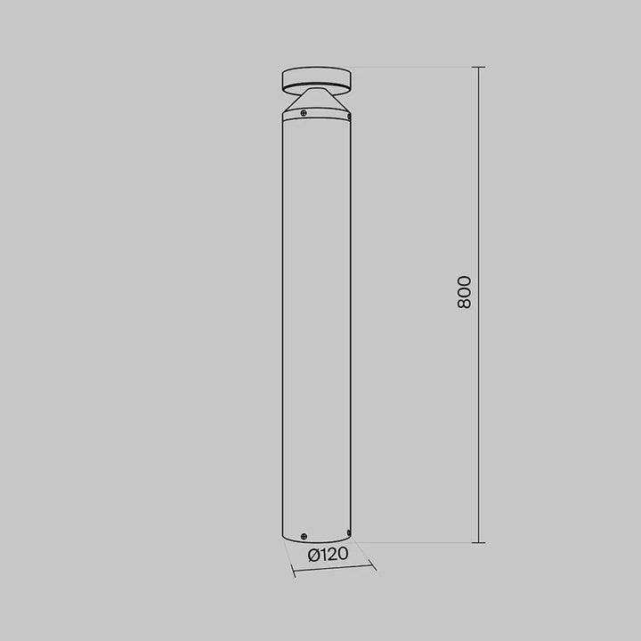 Borne extérieure cylindrique acier noir 800 mm hauteur 120 mm diamètre version basse avec finition métallique élégante