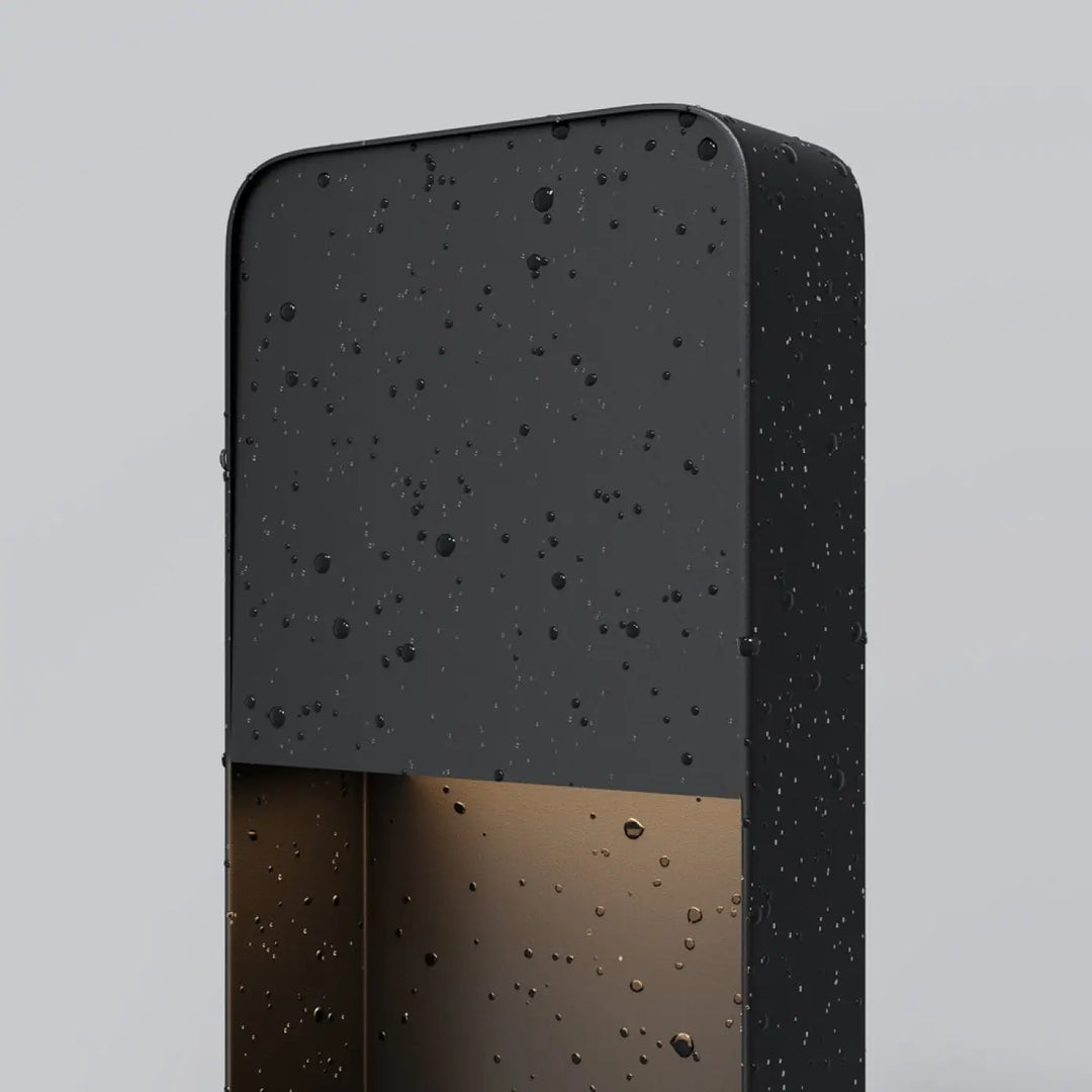 Borne extérieure cadre vertical effet bois en applique murale moderne bicolore noir et bronze finition mate