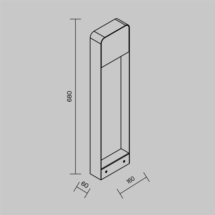 Borne extérieure cadre vertical effet bois en aluminium minimaliste 680mm x 160mm x 60mm pour mur extérieur moderne