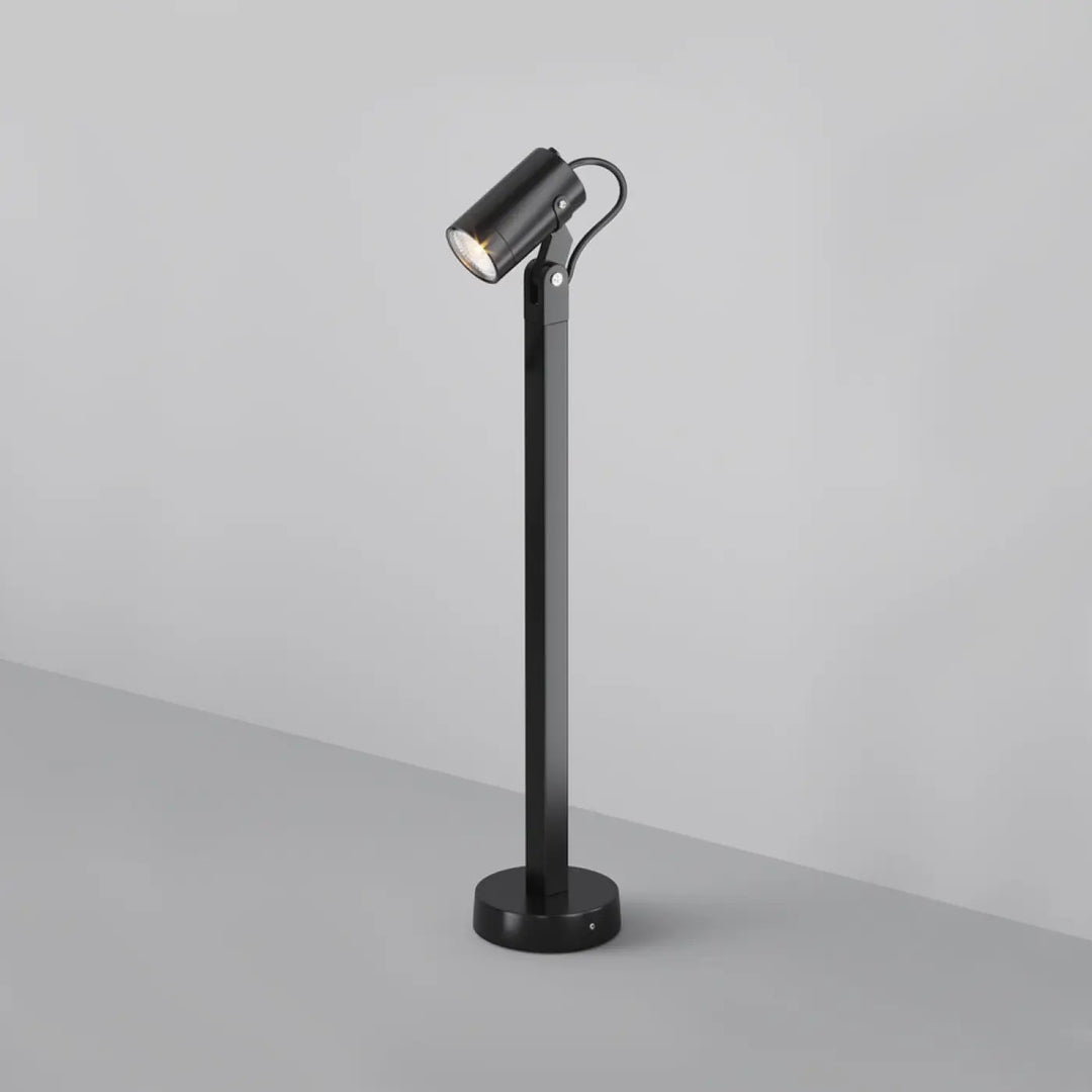 Borne extérieure scope orientable en acier noir avec lampe de sol réglable et indice ip65 pour usage extérieur