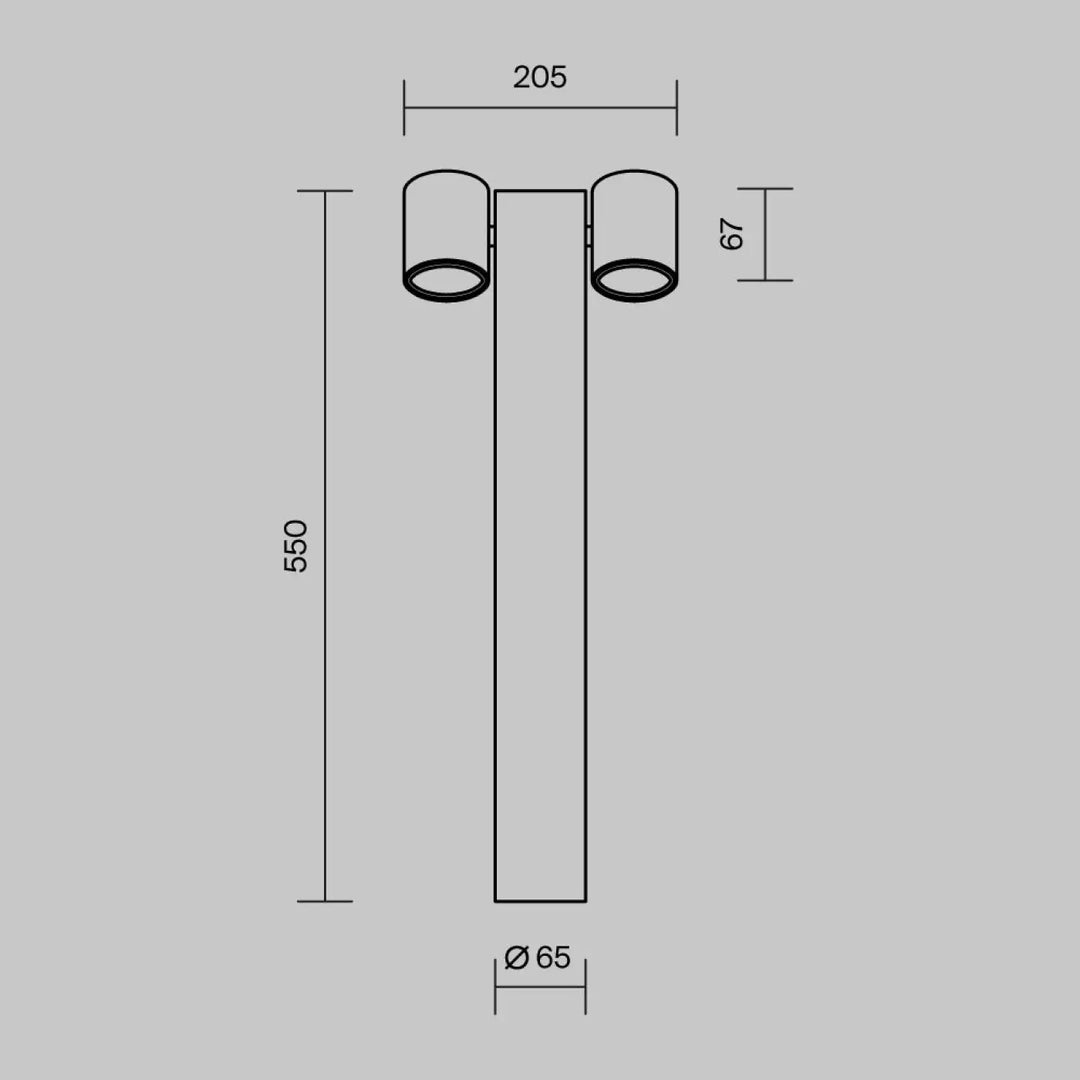 Borne extérieure wall street avec double projecteur cylindrique et colonne centrale, design minimaliste et élégant