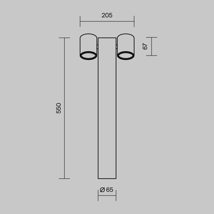 Borne extérieure wall street avec double projecteur cylindrique et colonne centrale, design minimaliste et élégant