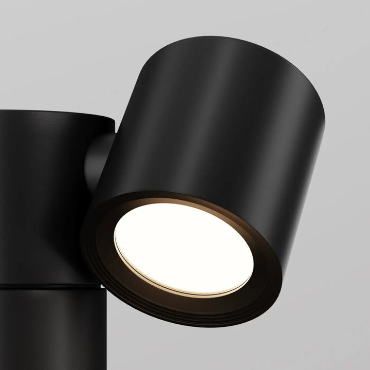 Spotlight cylindre noir mat avec ampoule led blanc chaud borne extérieure wall street pour éclairage mural