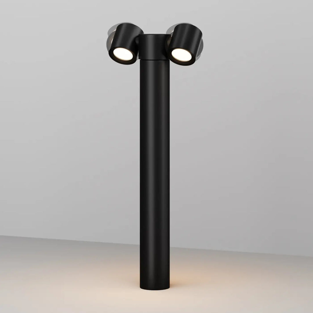 Borne extérieure wall street projecteur cylindrique noir avec deux têtes réglables et lumineuses pour extérieur