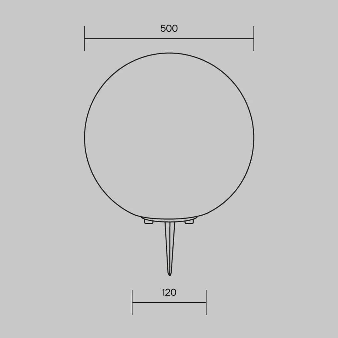 Luminaire extérieur erda boule lumineuse sphère opaline diamètre 500 mm avec tige métallique pour lumière douce en jardin