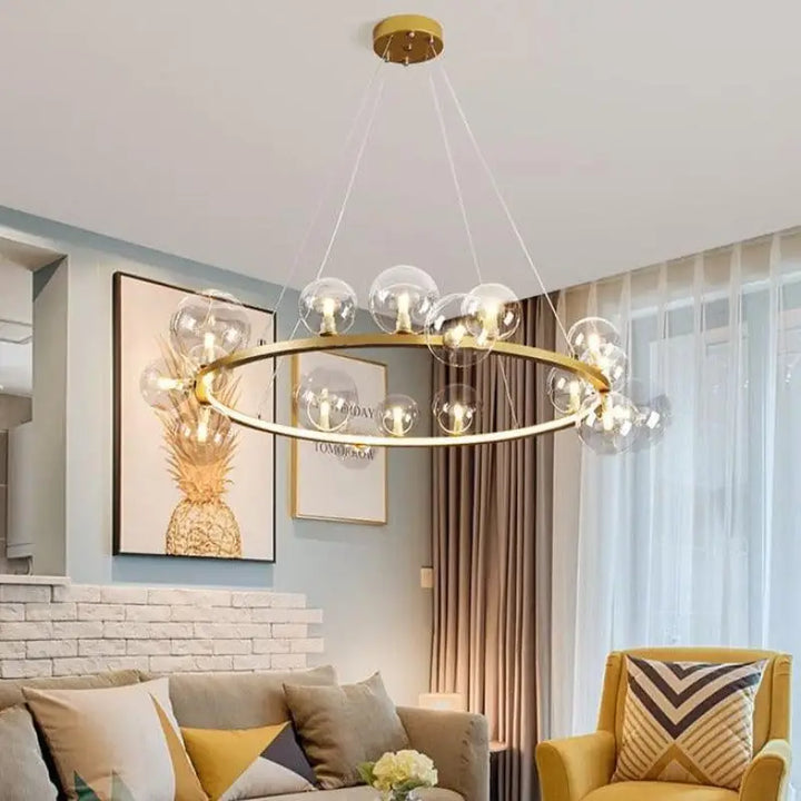 Suspension Boule Dorée Design Moderne